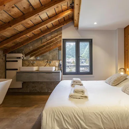 Flocon - Loft Moderne 8pax Sauna Poele Vues Garage Chamonix